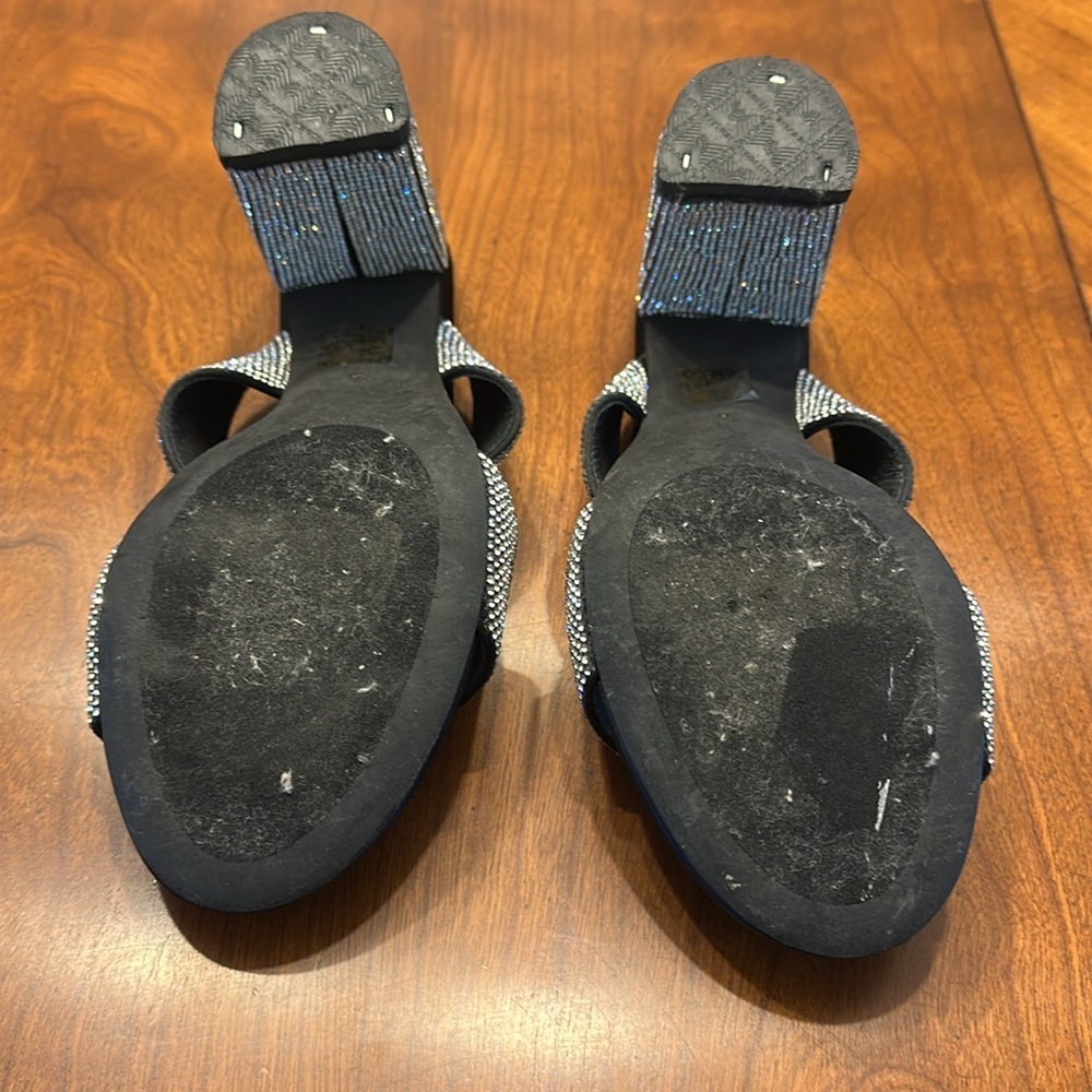 Jeffrey Campbell Camilla Caviar Crystal Sparkle Slide Heels Silver Black Sz 8 - Picture 7 of 7
